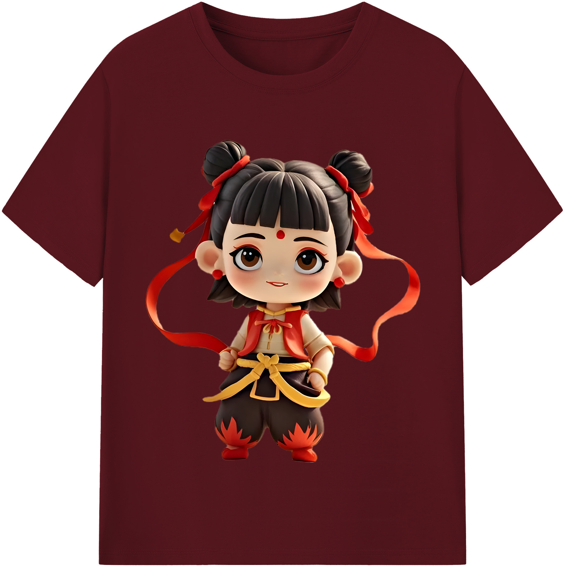（画像用） Ne Zha 2 ナタ 魔童の大暴れ 綿100％半袖Tシャツ（フロントプリント）